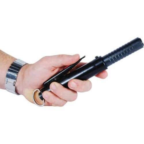 Safety Technology Black Automatic Expandable Steel Baton In Hand Closed