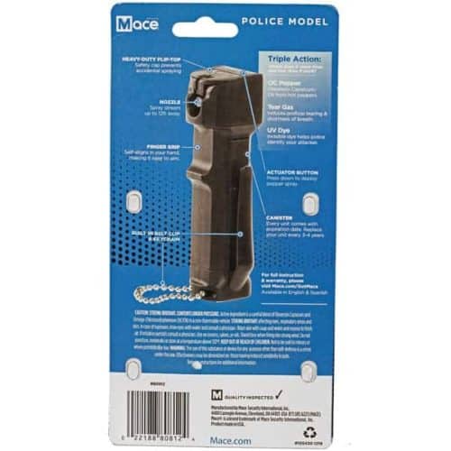 Mace Tear Gas Enhanced Police Pepper Spray With Clip In Package Back View