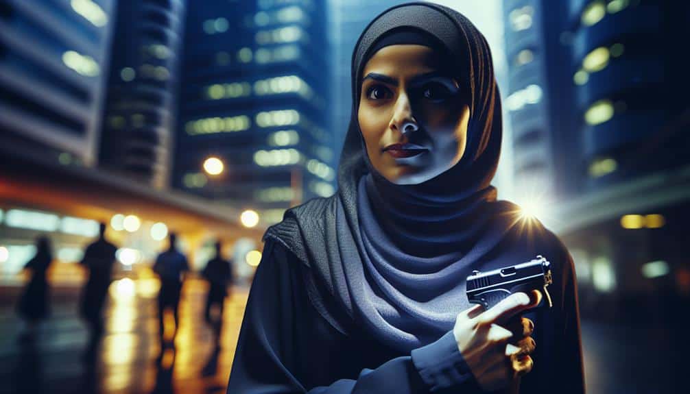 Woman Holding Stun Gun In City