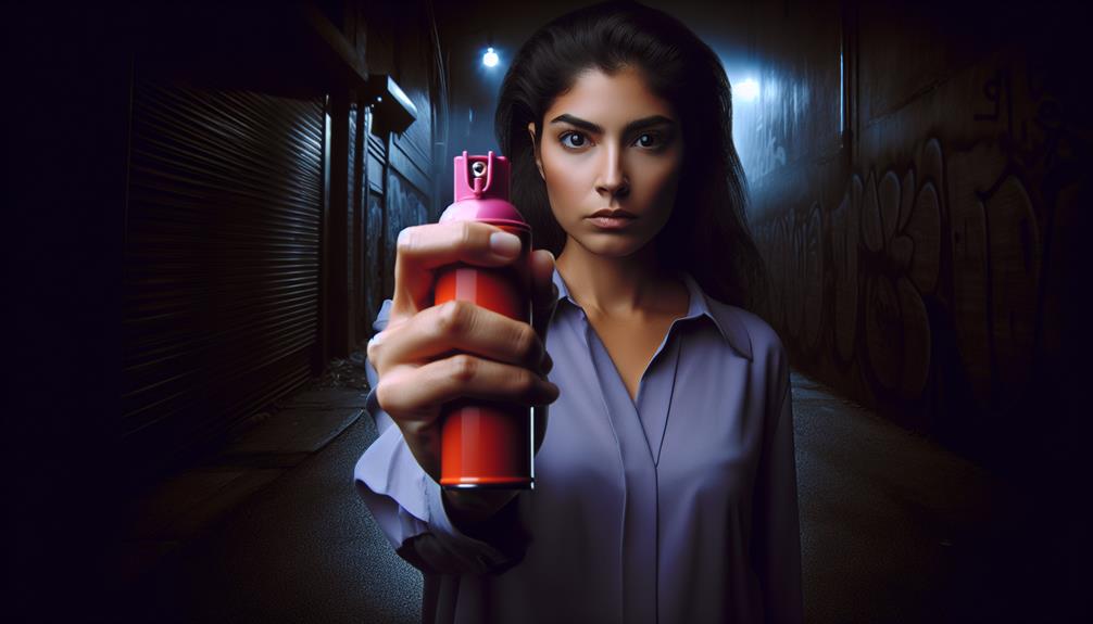 Woman Holding Mace Pepper Spray For Protection