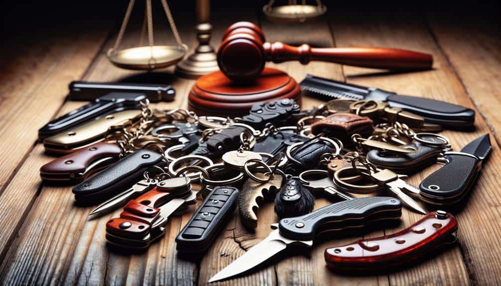 Self Defense Keychains Around a Legal Gavel