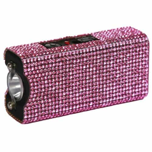 Sparkling pink rhinestone-studded handheld device, sleek design for fashion-forward tech enthusiasts.