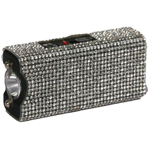 Sparkling rhinestone-covered flashlight, glamour and style, close-up view.