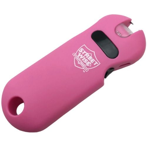 Pink safety device with Street Wise logo, compact personal protection tool.