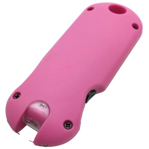 Pink handheld personal safety device, compact and easy to carry for self-defense.