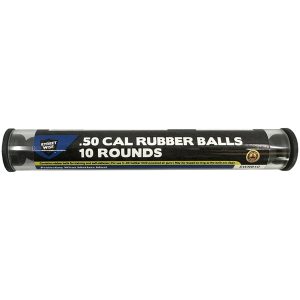 Tube of .50 caliber rubber balls containing 10 rounds for self-defense and training use.