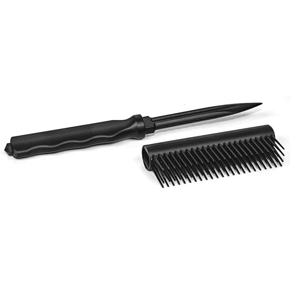 PBK-BLK_bjpg | Para Bellum Defense Black self-defense tactical comb with detachable handle revealing a sharp blade. Dual-purpose grooming and personal safety tool.
