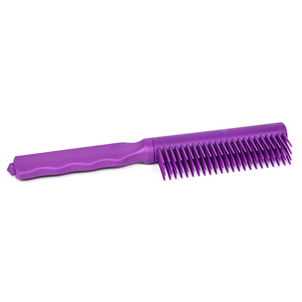 PBK-PUR_ajpg | Para Bellum Defense Purple plastic comb with an ergonomic handle, isolated on white background. Ideal for styling and detangling hair.