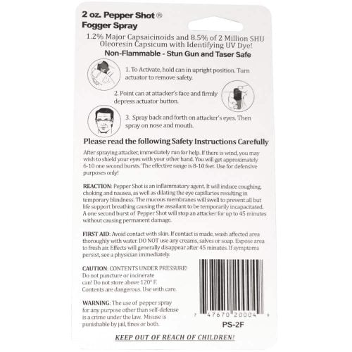Pepper Shot Fogger Spray instructions, safety tips, first aid, and legal warnings for effective self-defense use.