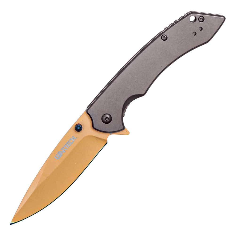 ST-FK-207_ajpg | Para Bellum Defense Folding pocket knife with brown handle and sharp blade, isolated on white background.