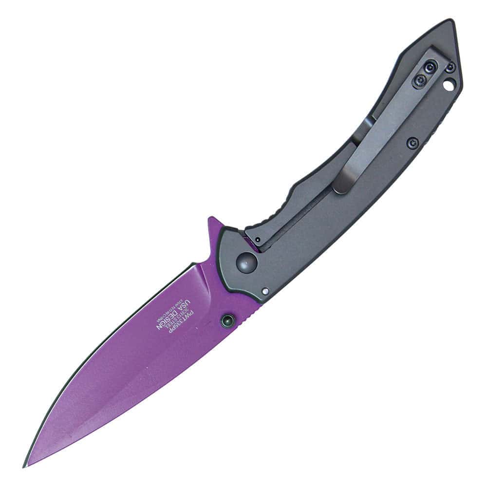 ST-FK-208_bjpg | Para Bellum Defense Purple folding pocket knife with a black handle, featuring a sleek, modern design on a white background.