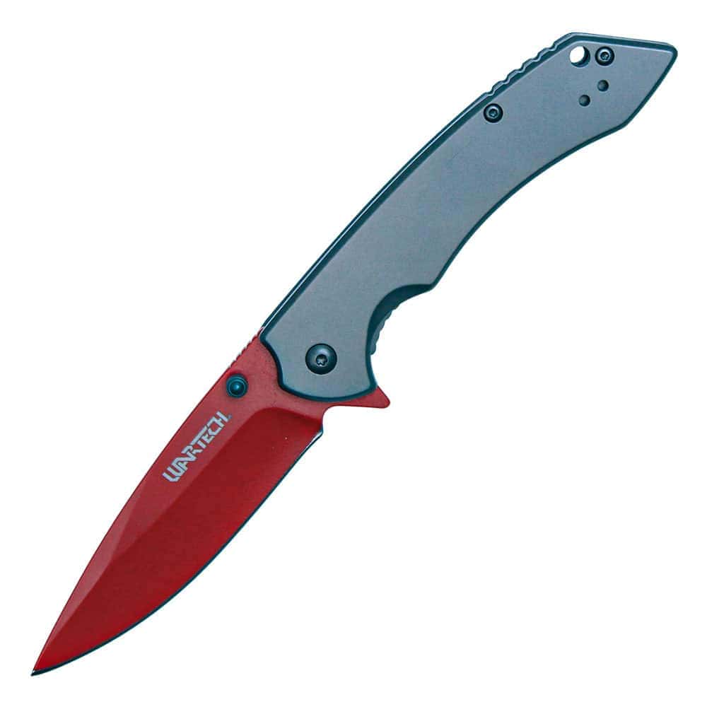 ST-FK-210_ajpg | Para Bellum Defense Red and black folding knife with textured grip and sleek blade design.