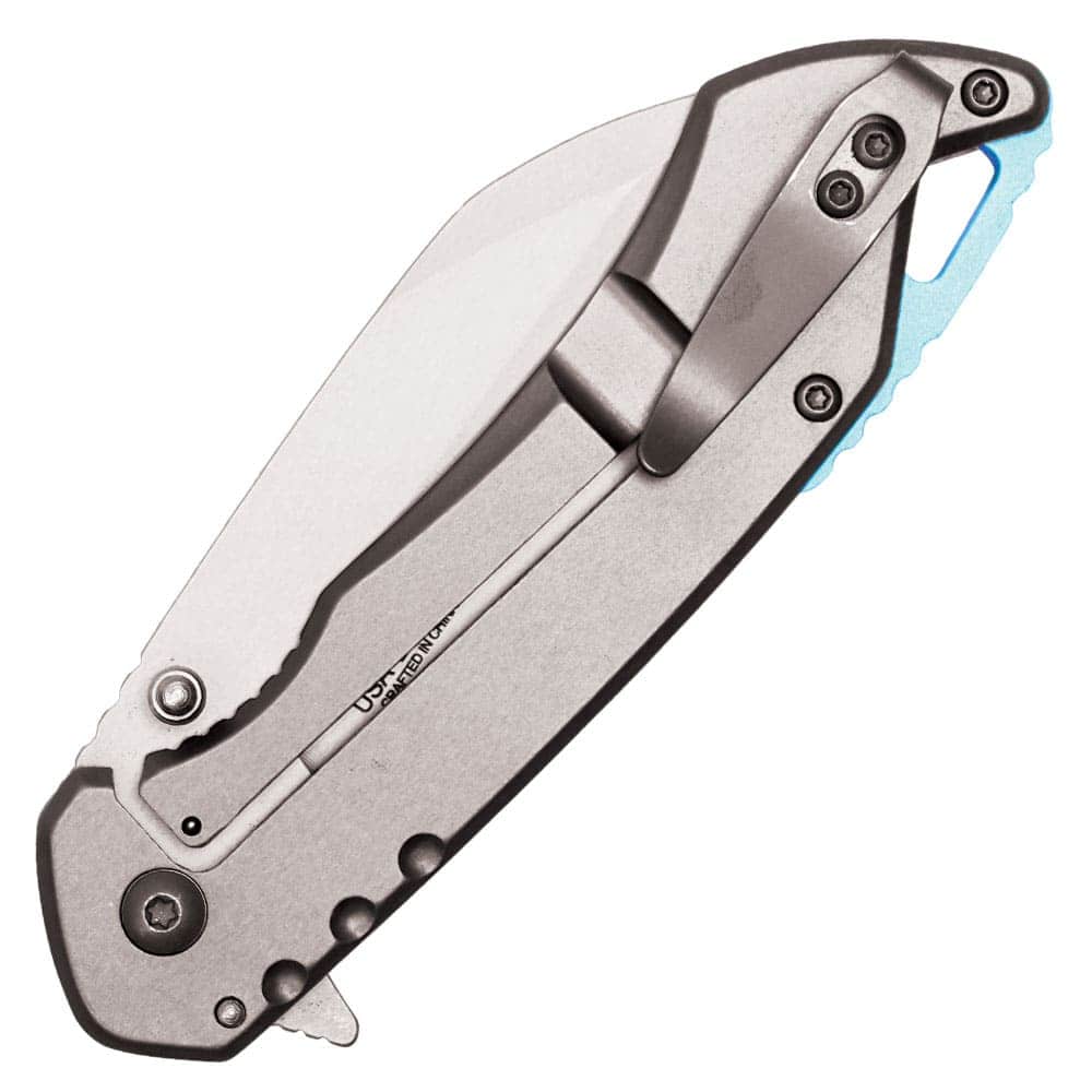 ST-FK-212_djpg | Para Bellum Defense Closed folding pocket knife with titanium handle and blue accents, showcasing modern design and craftsmanship.