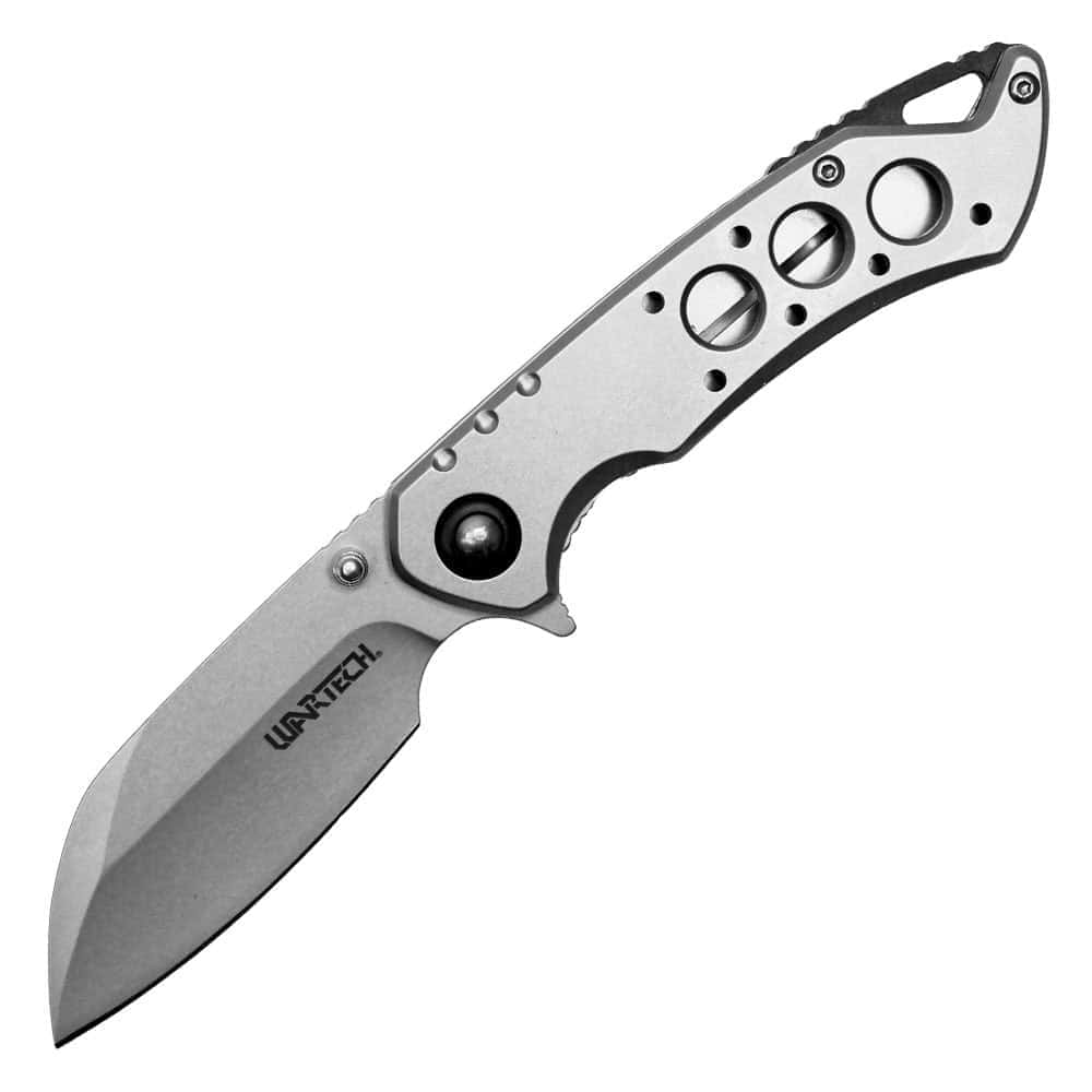 ST-FK-214_ajpg | Para Bellum Defense Folding pocket knife with metal handle and multiple holes, featuring a sharp blade, suitable for outdoor use.
