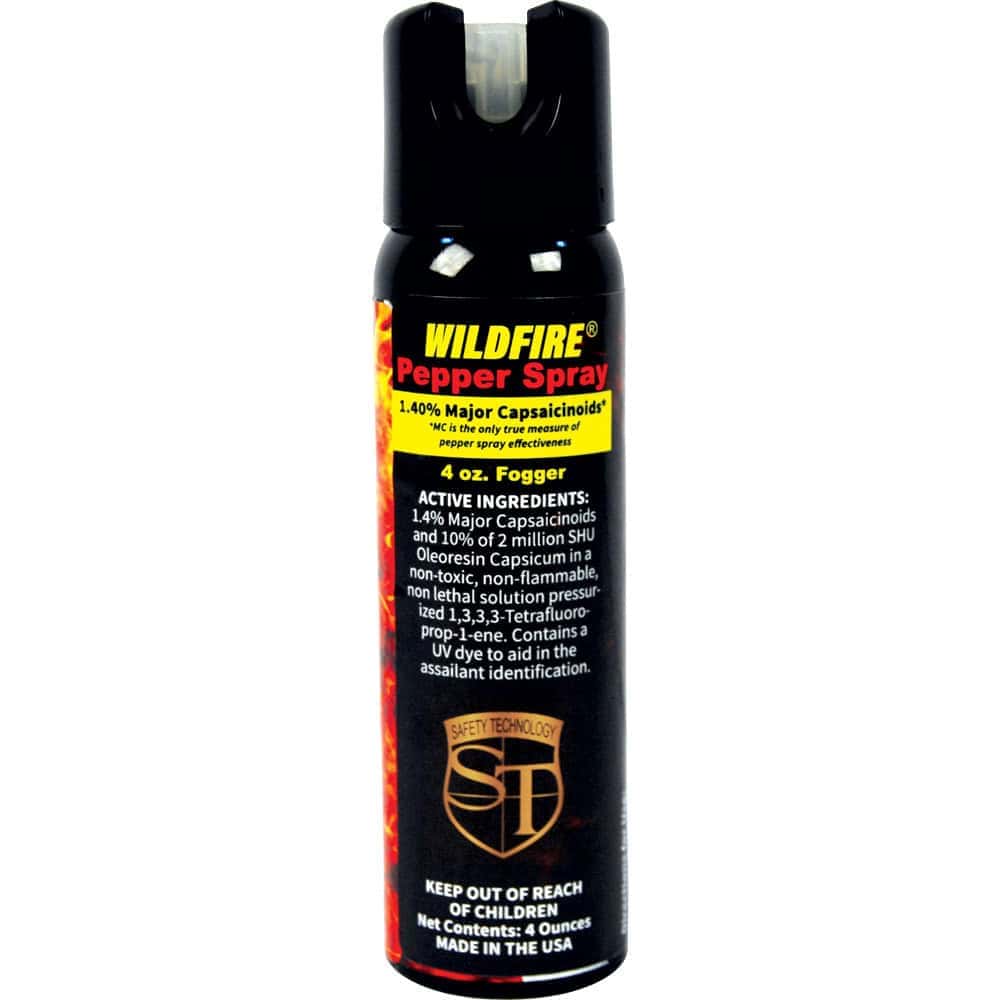 WF-4F_cjpg | Para Bellum Defense Wildfire 4 oz pepper spray with 1.4% capsaicinoids for self-defense; features safety cap and UV dye.