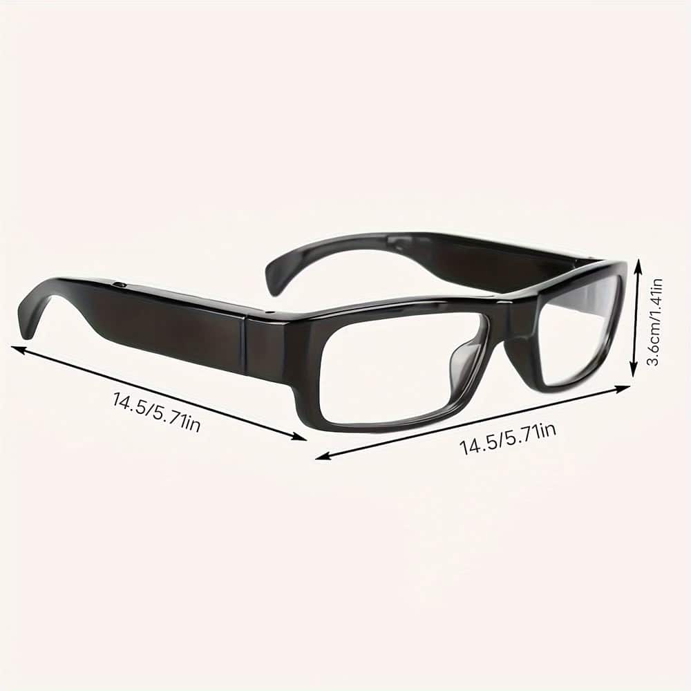 HC-GLASSES_njpg | Para Bellum Defense Black rectangular glasses with measurements: 14.5cm/5.71in width, 3.6cm/1.41in height, on a plain background.